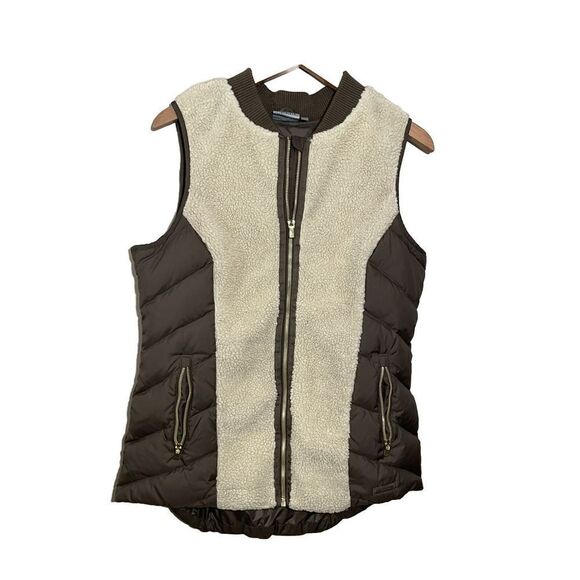 Athleta Goose Down Puffer Tundra Vest Medium Activewear‎ Zip Outdoor Neutral - Picture 1 of 11